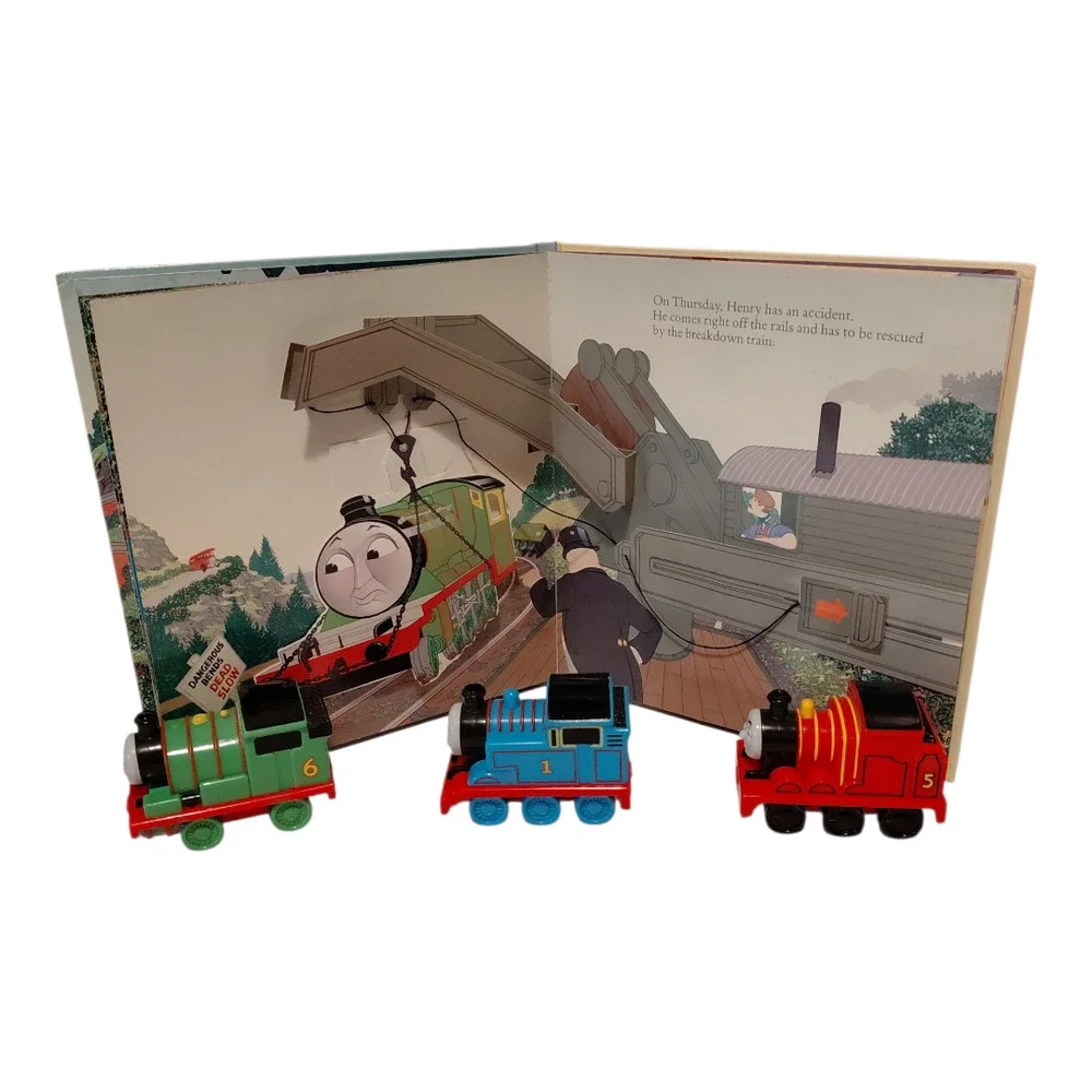 RARE Thomas & Friends Trains Pop Up Book Whistle Bundle